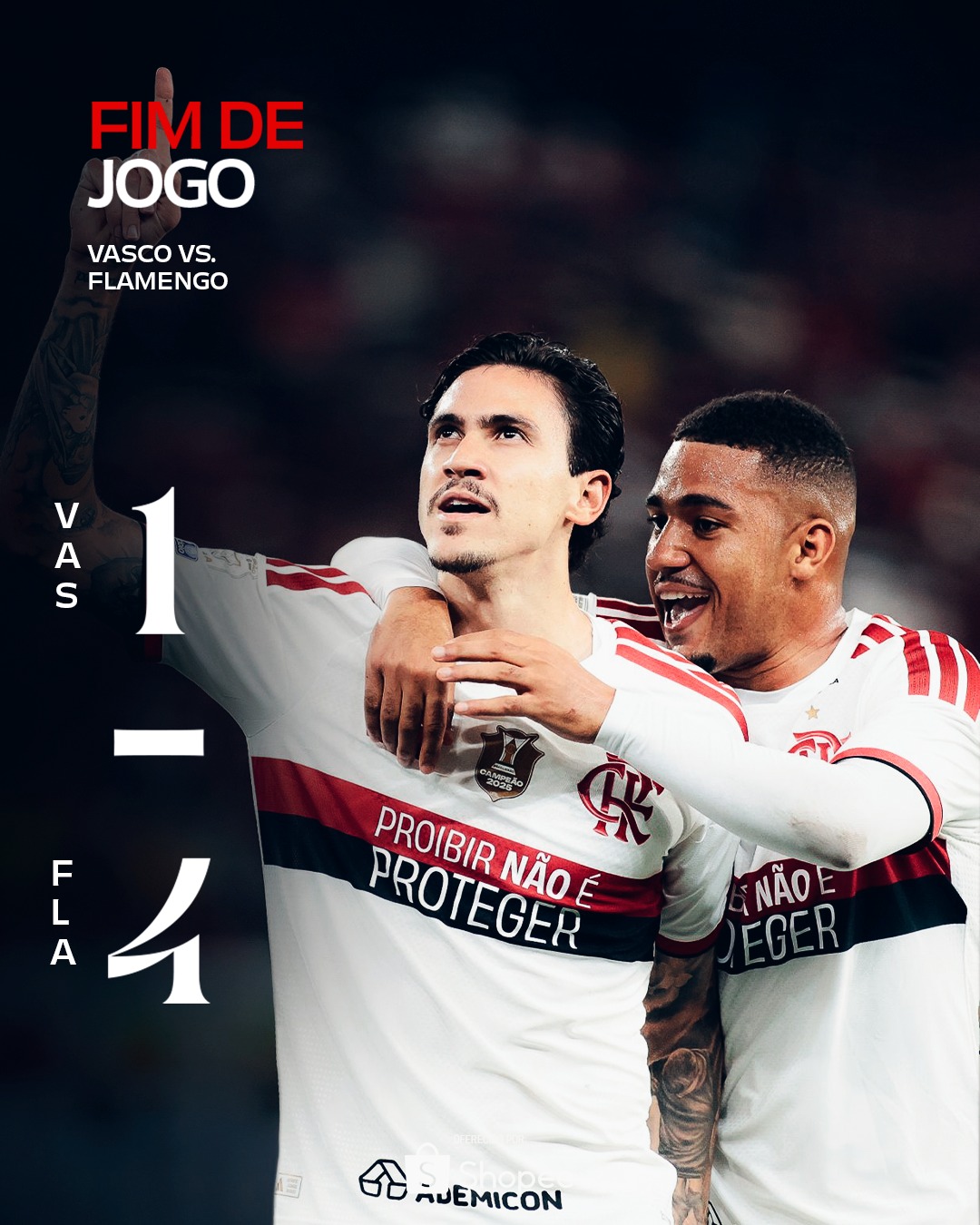 Vasco 1 x 4 Flamengo: Pedro e Samuel Lino marcam duas vezes cada e o Mengão vence o clássico no Nilton Santos
