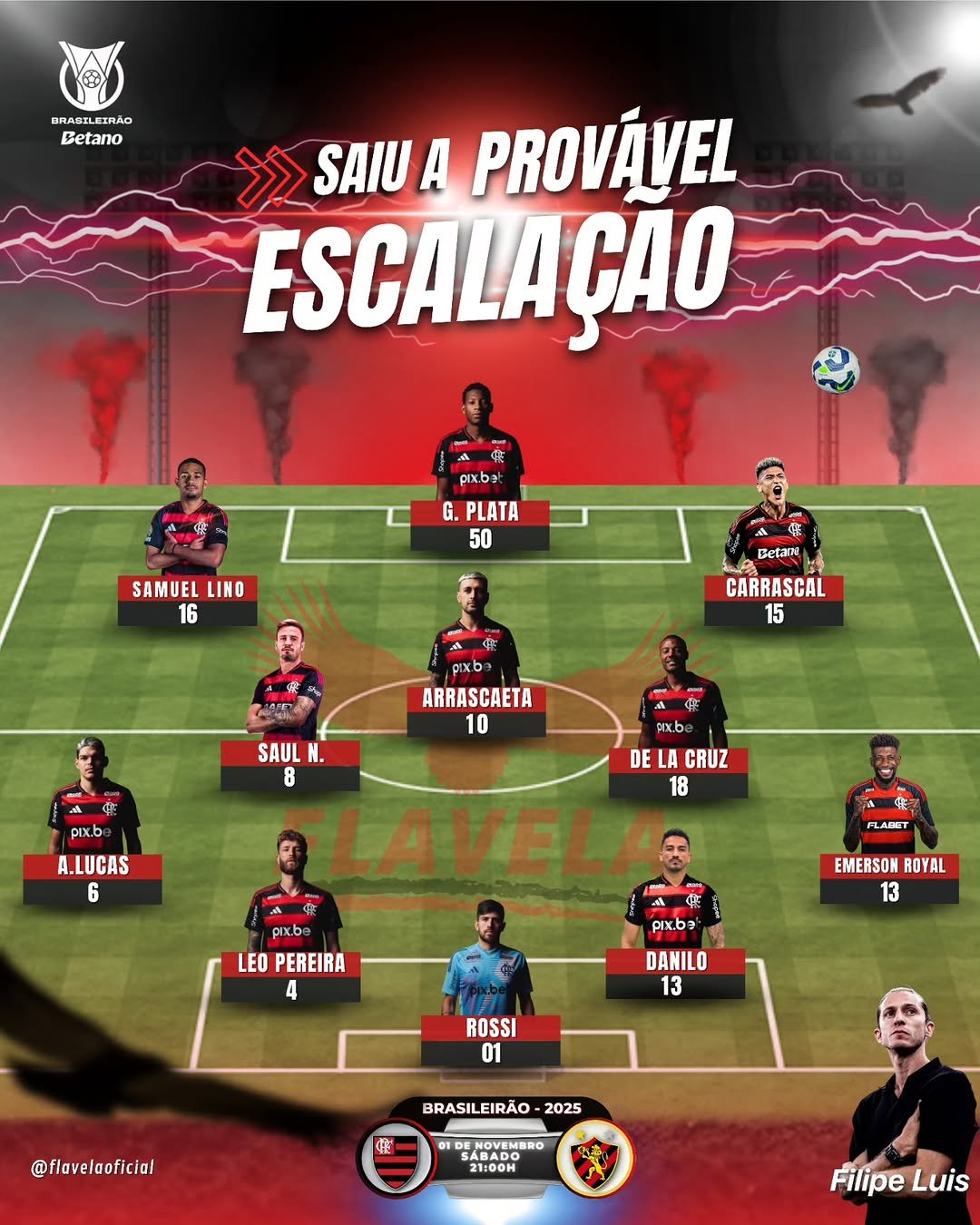 🚨 Após garantir vaga na final da Libertadores, o Flamengo volta a campo neste sábado, às 21h, no Maracanã, para enfrent…